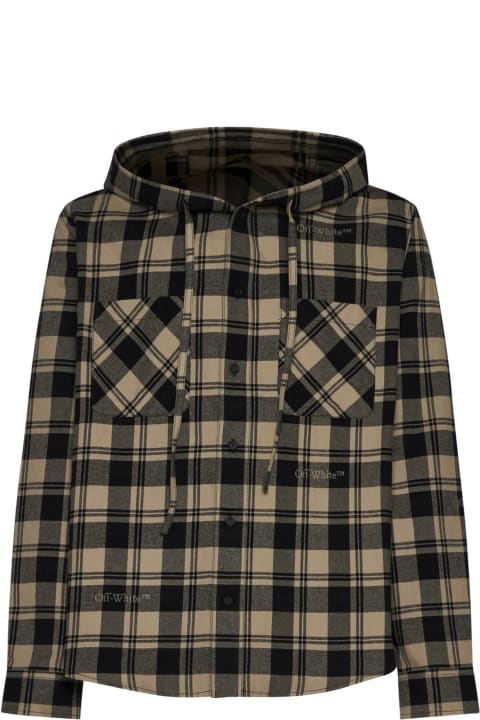 Off-White Shirts for Men Off-White Flanel Hooded Check Shirt
