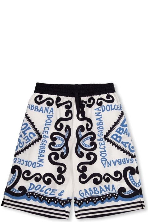 Bottoms for Boys Dolce & Gabbana Marina-printed Drawstring Poplin Shorts