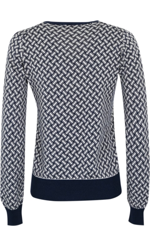 Drumohr Clothing for Women Drumohr Blue And White Cotton And Linen Sweater