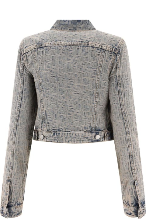 Acne Studios Coats & Jackets for Women Acne Studios Monogram Jacquard Cropped Denim Jacket