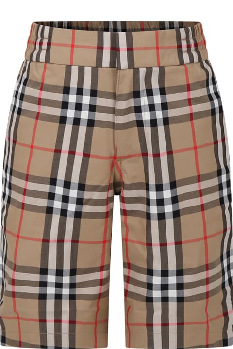 Burberry for Kids Burberry Beige Shorts For Boy With Iconic All-over Vintage Check