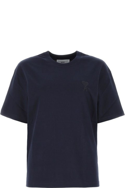 Ami Alexandre Mattiussi Topwear for Women Ami Alexandre Mattiussi Navy Blue Cotton Oversize T-shirt