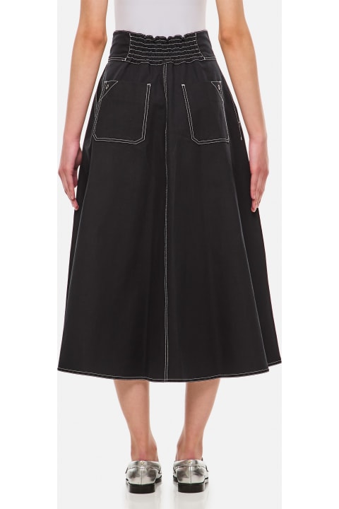 Max Mara for Women Max Mara Yamato Linen And Cotton Midi Skirt