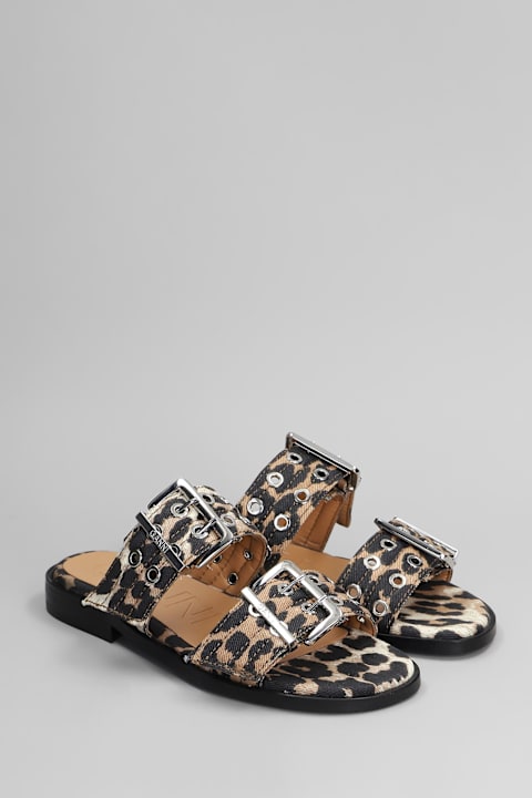 Ganni for Women Ganni Flats In Animalier Cotton