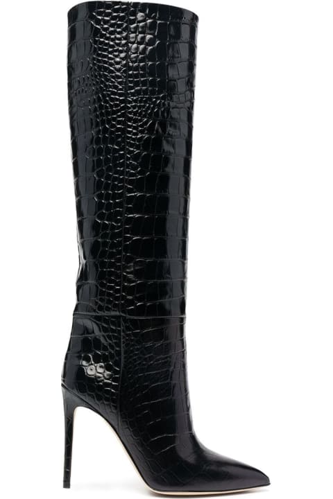 Black Crocodile Printed Leather Boots Paris Texas  Woman
