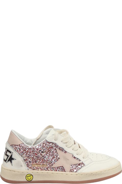 Golden Goose for Kids Golden Goose Ballstar Glitter And Nappa Upper Leather Star And Heel Nappa Spur