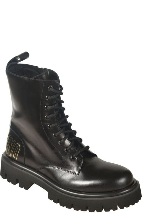 Boots for Men Moschino Logo-embossed Lace-up Boots