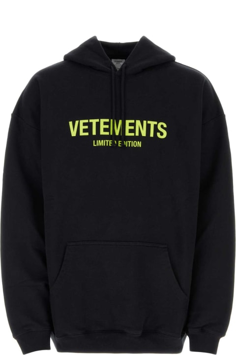 メンズ フリース＆ラウンジウェア VETEMENTS Black Cotton Blend Sweatshirt