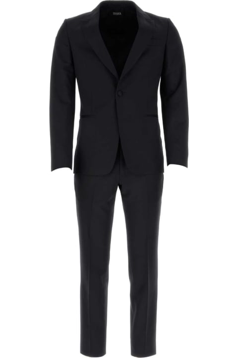 Suits for Men Zegna Black Wool Blend Suit