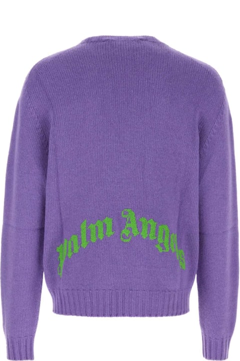 Palm Angels Sweaters for Men Palm Angels Purple Wool Blend Sweater