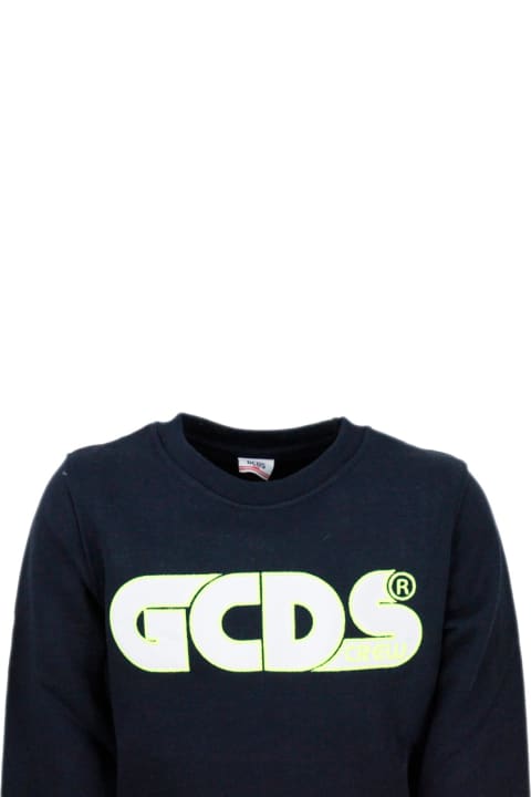 GCDS Sweaters & Sweatshirts for Boys GCDS Crewneck Sweatshirt With Writing With Fluorescent Profiles