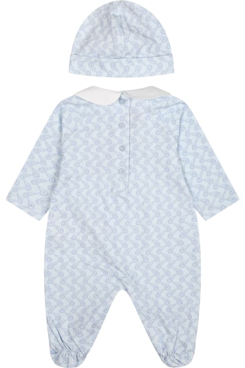 Homeware Etro Light Blue Set For Baby Boy With Logo