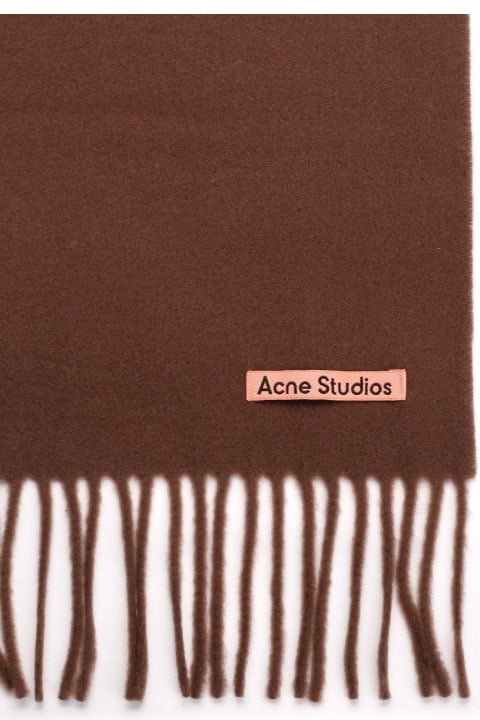 Acne Studios Scarves & Wraps for Women Acne Studios Logo Patch Fringed-edge Scarf
