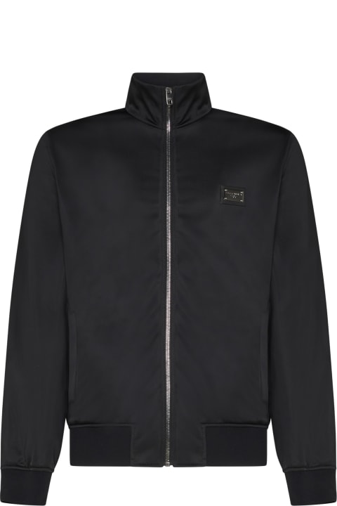 Dolce & Gabbana Coats & Jackets for Men Dolce & Gabbana Logo Plaque Zipped Track Jacket