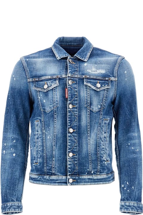 Dsquared2 for Men Dsquared2 Navy Blue Vintage Look Cotton Denim Jacket