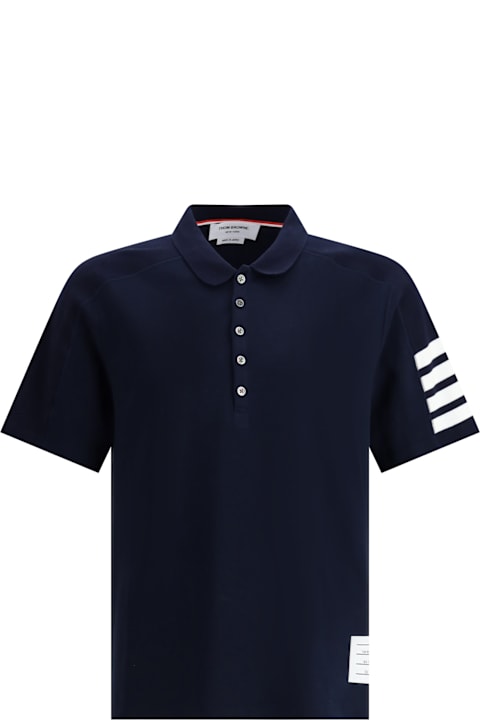 Thom Browne Topwear for Men Thom Browne 'mini Collar' Navy Cotton T-shirt