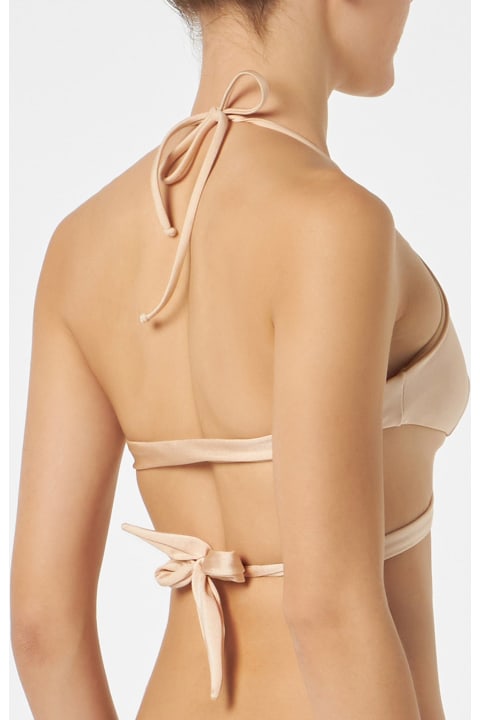 Homeware MC2 Saint Barth Woman Shiny Beige Wrap Triangle Top