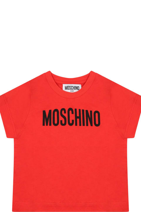 Moschino Topwear for Baby Boys Moschino Red T-shirt For Babies With Logo