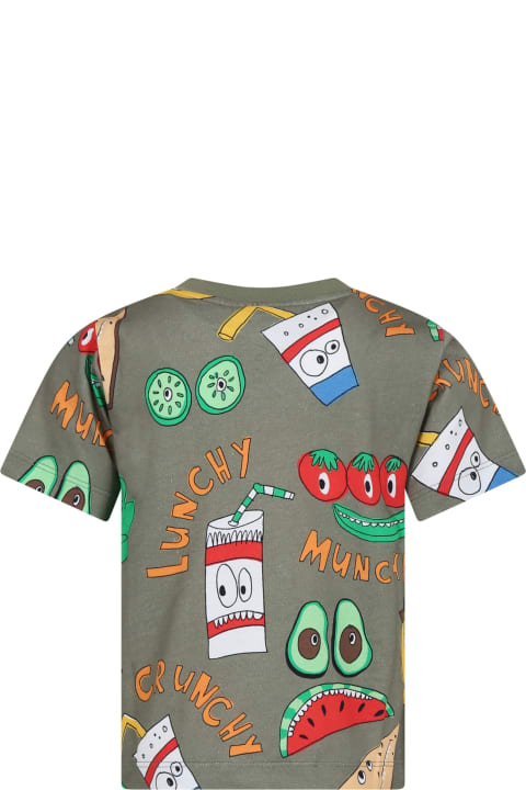 Stella McCartney Kids T-Shirts & Polo Shirts for Boys Stella McCartney Kids Green T-shirt For Boy With Multicolor Pattern