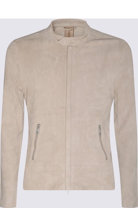 メンズ新着アイテム Giorgio Brato Chalk White Leather Jacket