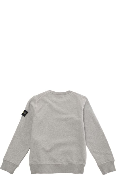 Homeware Stone Island Junior Grey Crewneck Sweatshirt With Logo Patch In Cotton Man