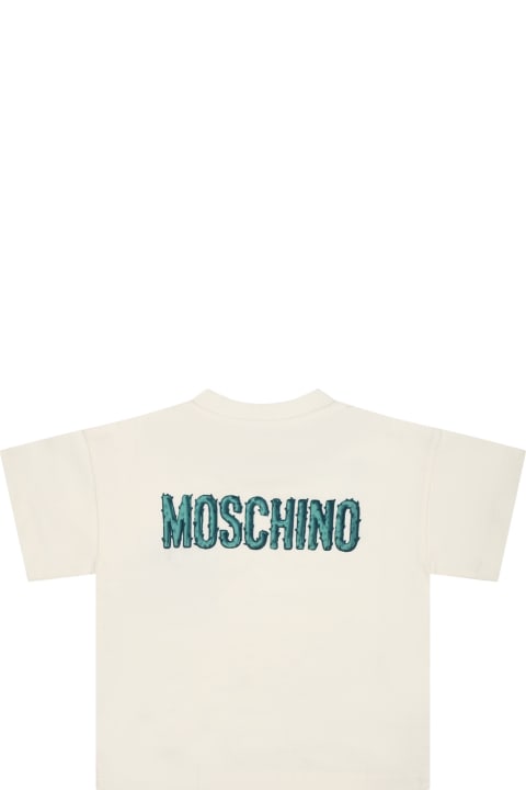 Sale for Baby Boys Moschino Ivory T-shirt For Baby Boy With Pocket