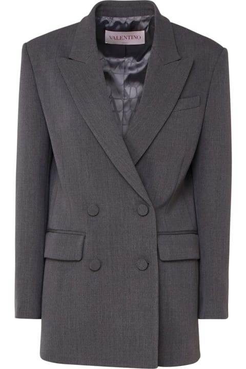 Valentino Garavani Coats & Jackets for Women Valentino Garavani Long Blazer In Virgin Wool