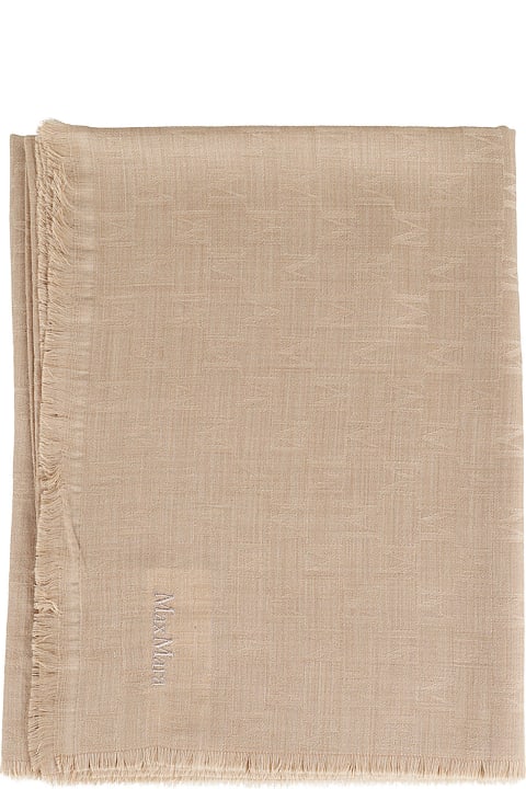 Scarves & Wraps for Women Max Mara 'magico' Light Brown Wool Scarf