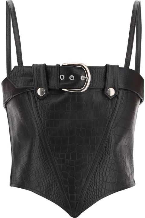 Fashion for Women Alessandra Rich Croco-print Leather Bustier Top