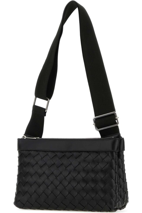 Sale for Men Bottega Veneta Black Leather Duo Crossbody Bag