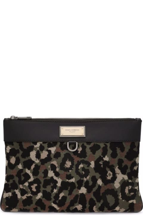 Dolce & Gabbana Man's Camouflage Fabric Handbag