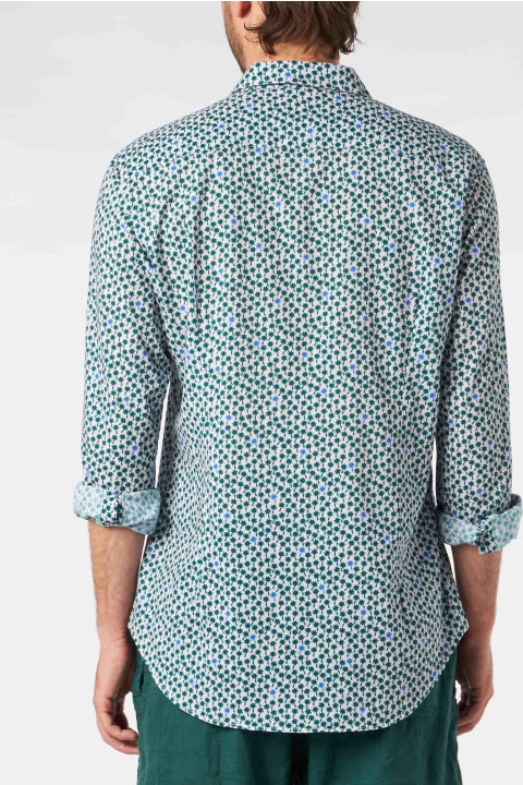 Homeware MC2 Saint Barth Man Muslin Cotton Sikelia Shirt With Palms Print