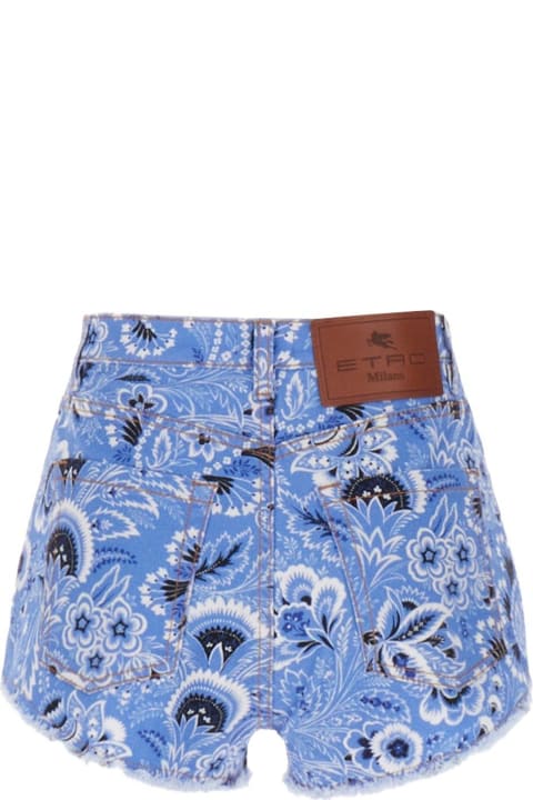 Etro Pants & Shorts for Women Etro Bandana-print Frayed Denim Shorts