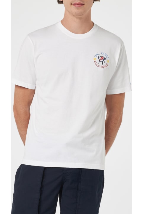 Homeware MC2 Saint Barth Man Classic Fit Cotton Jersey T-shirt Portofino With Dal Padel Alla Brace Embroidery | Insulti Luminosi Special Edition