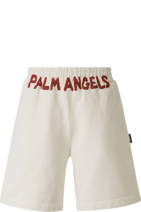 Palm Angels Pants for Men Palm Angels Logo-printed Elasticated Waist Track Shorts