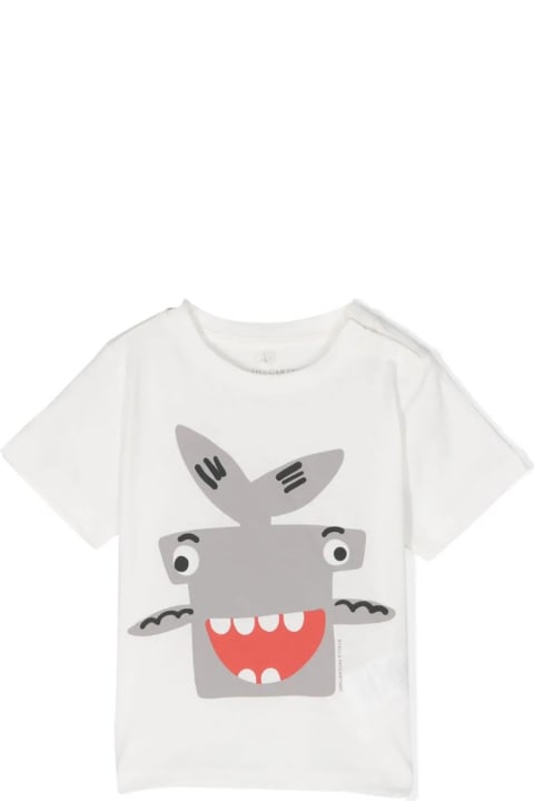 Topwear for Baby Boys Stella McCartney Kids Shark Motif T-shirt In Ivory