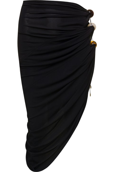 Black Perola Cut-out Midi Skirt In Acetate Woman