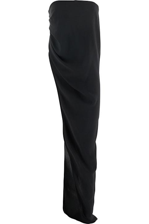 Dresses for Women Rick Owens 'lido' Black Long Dress With Straight Neckline And Asymmetric Design In Viscose Blend Woman