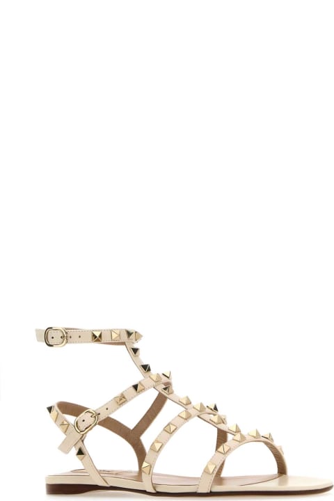 Valentino Garavani Sandals for Women Valentino Garavani Ivory Leather Rockstud Sandals