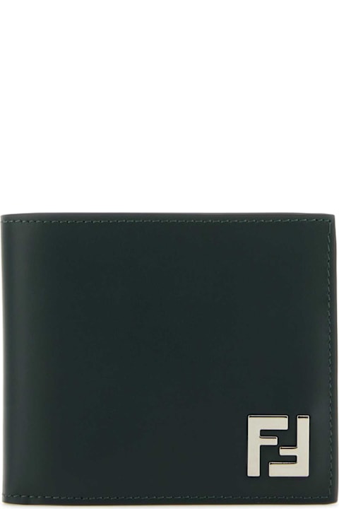 Accessories for Men Fendi Bottle Green Leather Wallet