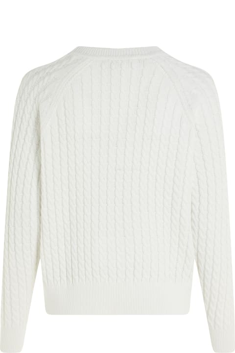 Tommy Hilfiger Sweaters for Women Tommy Hilfiger White Relaxed-fit Sweater In Woven Knit