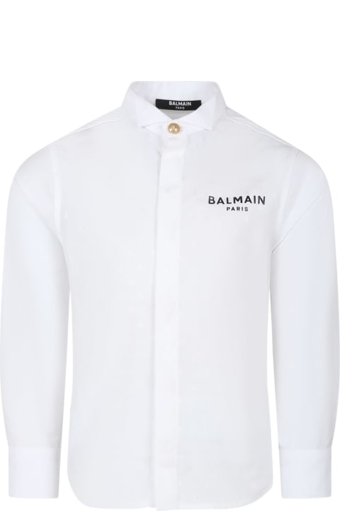 Balmain Shirts for Boys Balmain White Shirt For Boy With Logo