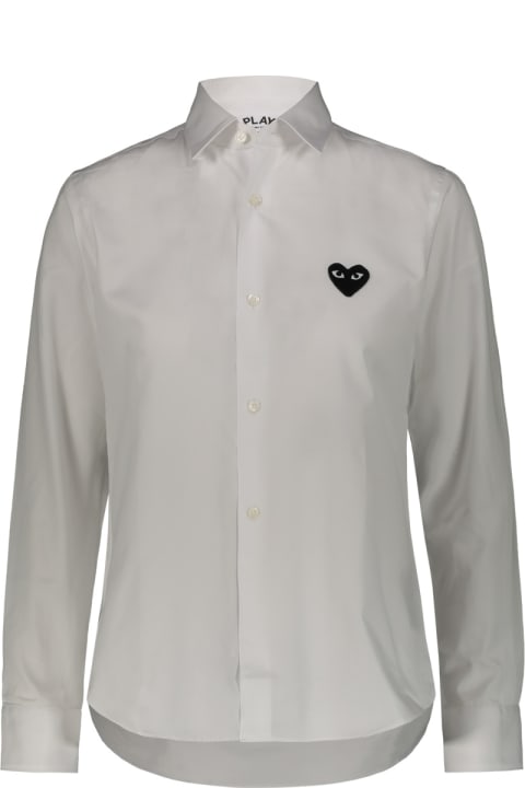 Comme des Garçons Play Topwear for Women Comme des Garçons Play Play Comme Des Garçons Shirt In Cotton Poplin With Black Embroidered Heart