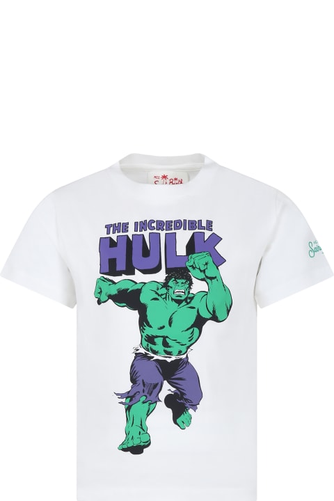 Fashion for Women MC2 Saint Barth White T-shirt For Boy With Hulk Print