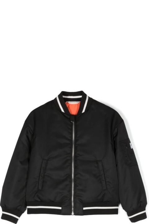 Coats & Jackets for Boys Palm Angels Black Bomber Jacket With Curved Logo