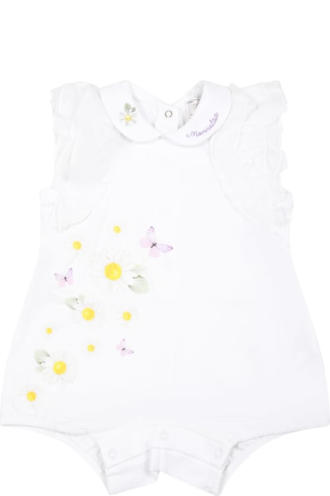 Bodysuits & Sets for Baby Boys Monnalisa White Romper For Baby Girl With Daisy Print