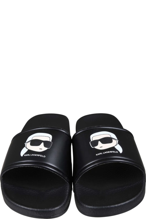 Karl Lagerfeld Kids Shoes for Boys Karl Lagerfeld Kids Black Slippers For Boy With Logo And Karl