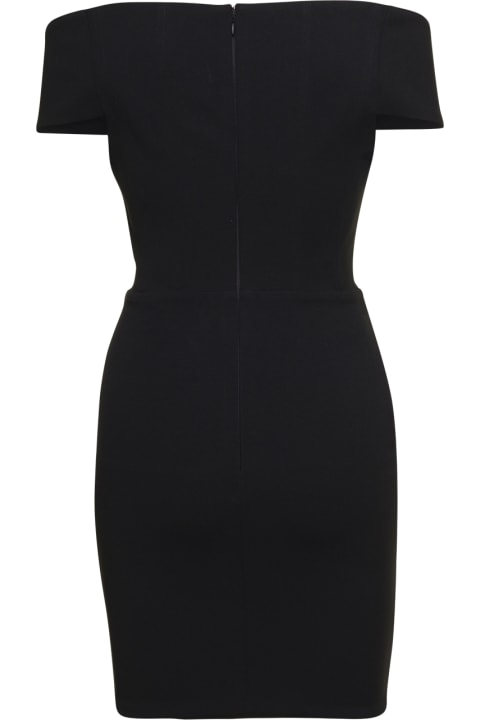 'lola' Mini Black Dress With Plunging Sweetheart Neckline In Stretch Crepe Woman Solace London