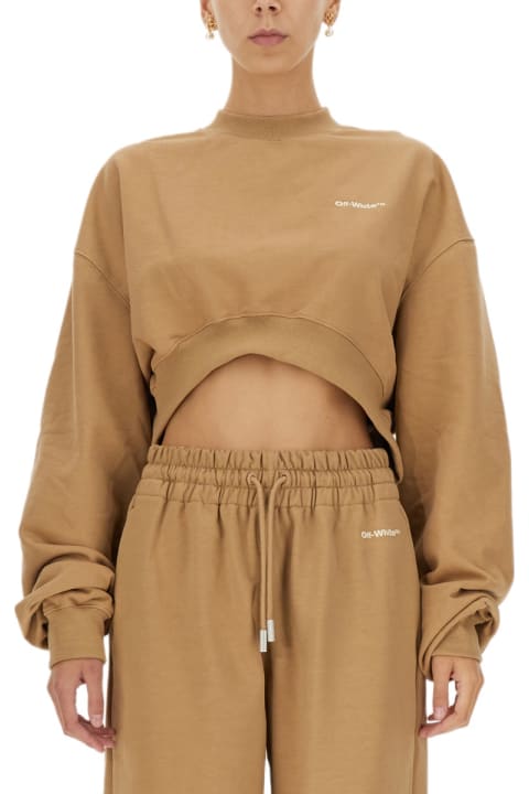 Fleeces & Tracksuits for Women Off-White Cropped Sweatshirt With Logo
