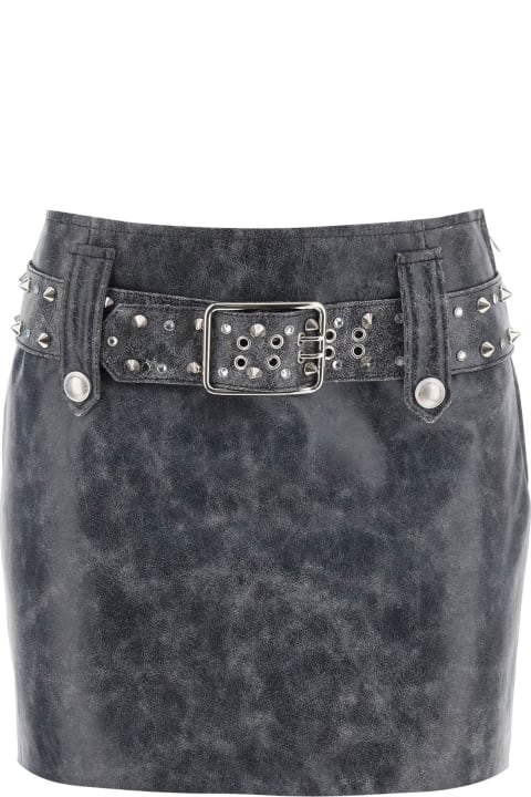 Alessandra Rich for Women Alessandra Rich Leather Mini Skirt With Belt And Appliques